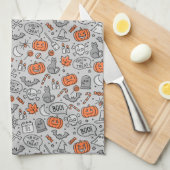 Schattigee Kinder Halloween Doodle Pattern Theedoek (Quarter Fold)