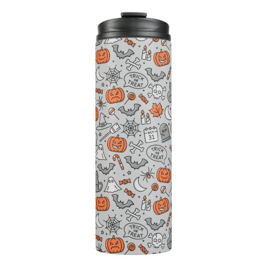 Schattigee Kinder Halloween Doodle Pattern Thermosbeker (Voorkant)