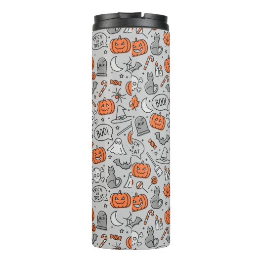 Schattigee Kinder Halloween Doodle Pattern Thermosbeker (Achterkant)