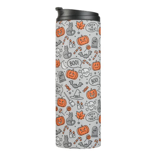 Schattigee Kinder Halloween Doodle Pattern Thermosbeker (Geroteerd rechts)