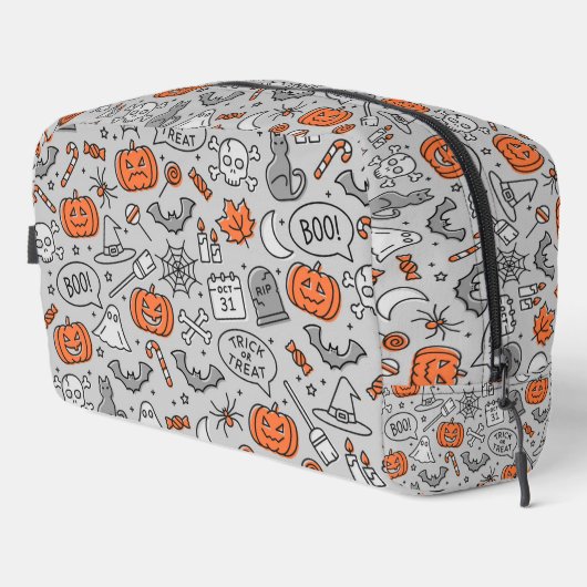 Schattigee Kinder Halloween Doodle Pattern Toilettasje (Rechterhoek)