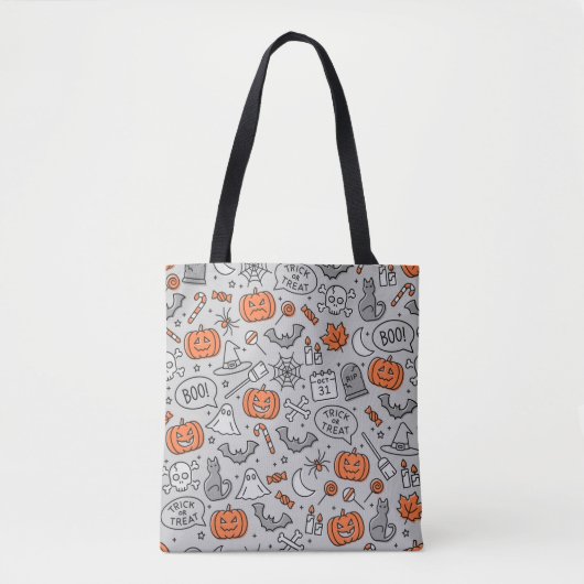 Schattigee Kinder Halloween Doodle Pattern Tote Bag (Voorkant)