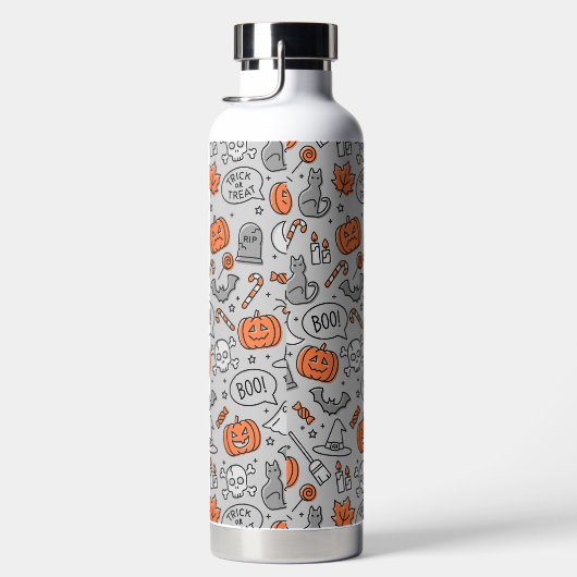 Schattigee Kinder Halloween Doodle Pattern Waterfles (Rechts)