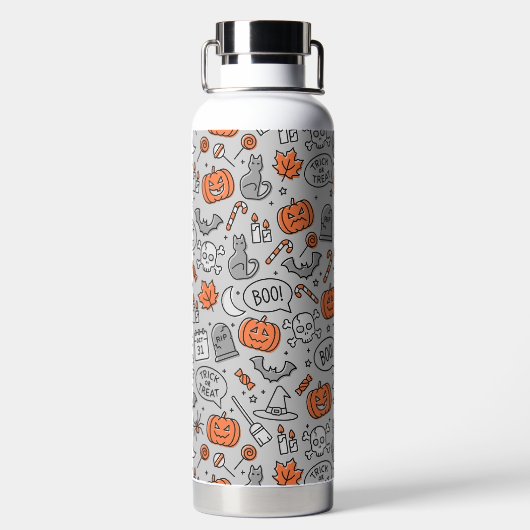 Schattigee Kinder Halloween Doodle Pattern Waterfles (Achterkant)