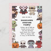 Schattigee Kinder Halloween Invitation Sjabloon | Kaart (Voorkant / Achterkant)
