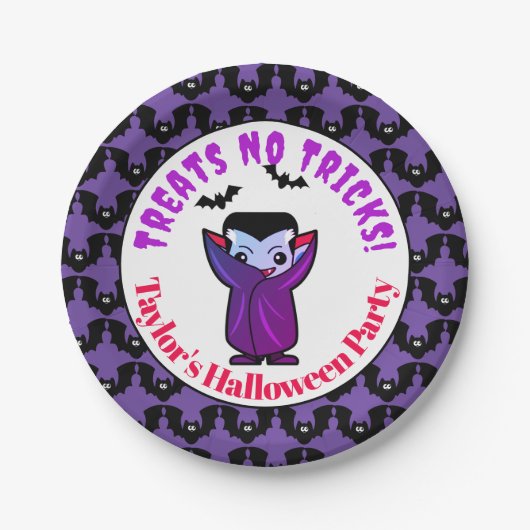 Schattigee Kinder Halloween Monsters Party Papieren Bordje (Voorkant)