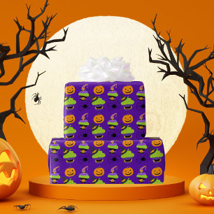 Schattigee Kinder Halloween Paarse Cadeaupapier