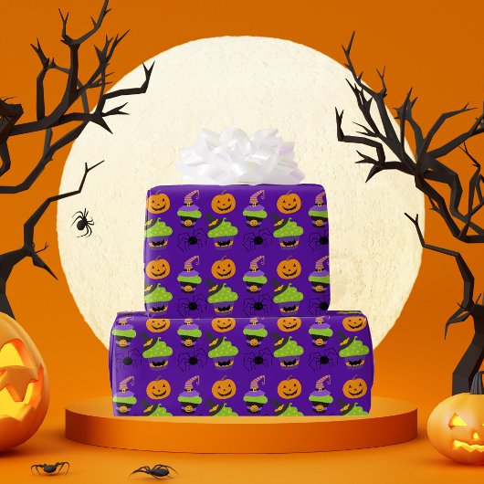 Schattigee Kinder Halloween Paarse Cadeaupapier