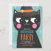 Schattigee Kinder Halloween Party Witches Cat Spoo Kaart (Voorkant)