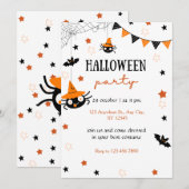 Schattigee Kinder Halloween Party Zwart Sinaasappe Kaart (Voorkant / Achterkant)