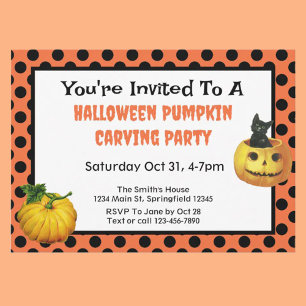 Schattigee Kinder Halloween Pumpkin Carving Party Kaart