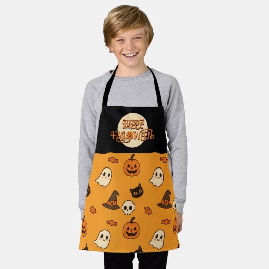 Schattigee Kinder Halloween Schort – Pompoenen, Ge (Gedragen)