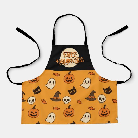 Schattigee Kinder Halloween Schort – Pompoenen, Ge (Voorkant)