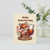 Schattigee kinder Happy Valentijn fox Feestdagenkaart (Staand voorkant)