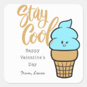 Schattigee Kinder Happy Valentijnsdag Vierkante Sticker (Voorkant)