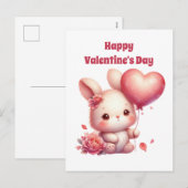 Schattigee kinder Happy Valentine's Day Bunny Feestdagenkaart (Voorkant / Achterkant)