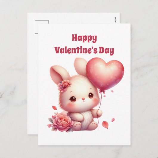 Schattigee kinder Happy Valentine's Day Bunny Feestdagenkaart (Voorkant / Achterkant)
