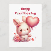 Schattigee kinder Happy Valentine's Day Bunny Feestdagenkaart (Voorkant)