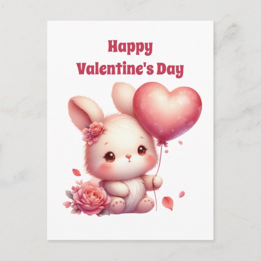 Schattigee kinder Happy Valentine's Day Bunny Feestdagenkaart (Voorkant)