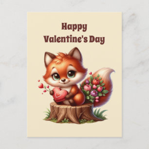 Schattigee kinder Happy Valentine's Day Fox Feestdagenkaart