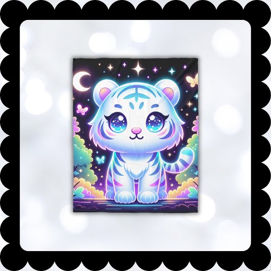Schattigee Kinder holografische witte tijger | Fleece Deken