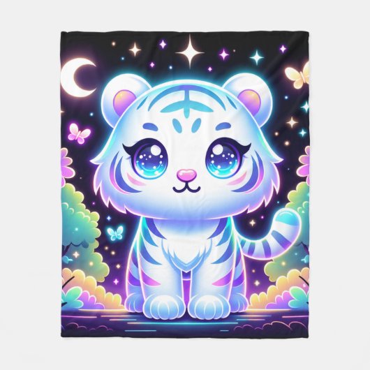 Schattigee Kinder holografische witte tijger | Fleece Deken (Voorkant)