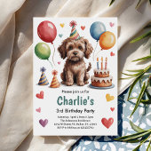 Schattigee Kinder hond 3e verjaardag Kaart