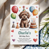 Schattigee Kinder hond verjaardagsfeestje Kaart