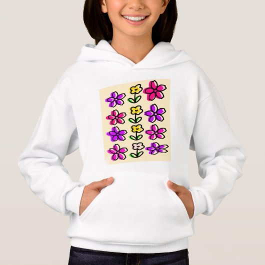 Schattigee kinder Hoodie Flowers Design (Voorkant)