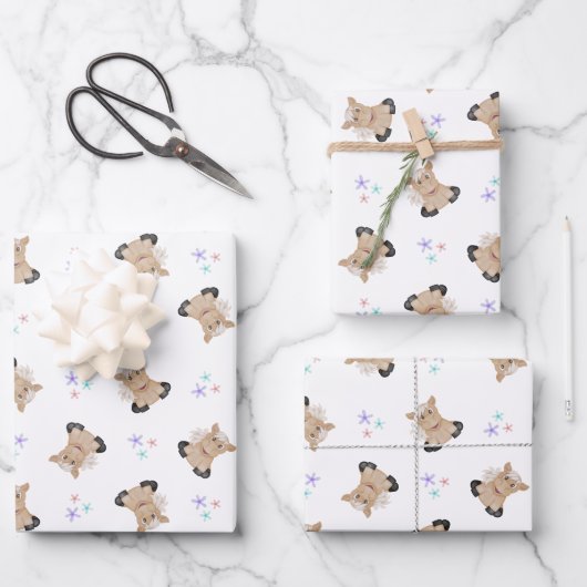 Schattigee Kinder Horse Barnyard Farm Animals Inpakpapier Vel (Voorkant)