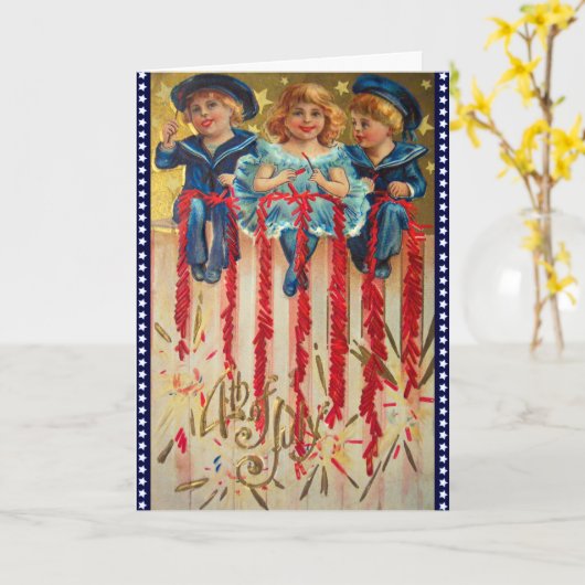 Schattigee Kinder Kaart van 4 juli (Gele Bloem)