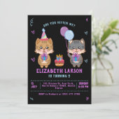 Schattigee Kinder Kat Meisje Funny Cat Kitten Verj Kaart (Staand voorkant)