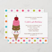 Schattigee Kinder Kawaii Ice Cream Party Kaart (Voorkant / Achterkant)