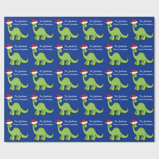 Schattigee Kinder Kerst Dinosaurus Custom Cadeaupapier (Vlak)
