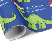 Schattigee Kinder Kerst Dinosaurus Custom Cadeaupapier (Rol Hoek)