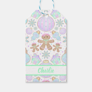 Schattigee Kinder Kerst Gingerbread Cookie Pattern Cadeaulabel