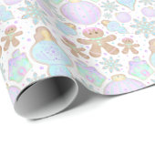 Schattigee Kinder Kerst Gingerbread Cookie Pattern Cadeaupapier (Rol Hoek)