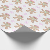 Schattigee Kinder Kerst Gingerbread Cookie Pattern Cadeaupapier (Hoek)