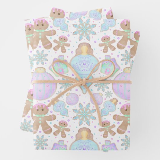 Schattigee Kinder Kerst Gingerbread Cookie Pattern Inpakpapier Vel (In situ)