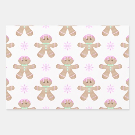 Schattigee Kinder Kerst Gingerbread Cookie Pattern Inpakpapier Vel (Voorkant 2)
