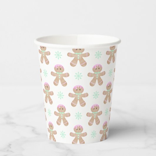 Schattigee Kinder Kerst Gingerbread Cookie Pattern Papieren Bekers (Links)