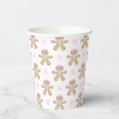 Schattigee Kinder Kerst Gingerbread Cookie Pattern Papieren Bekers (Links)