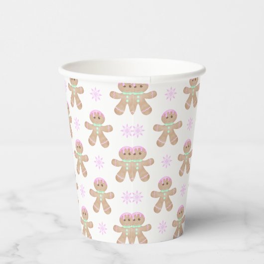 Schattigee Kinder Kerst Gingerbread Cookie Pattern Papieren Bekers (Rechts)