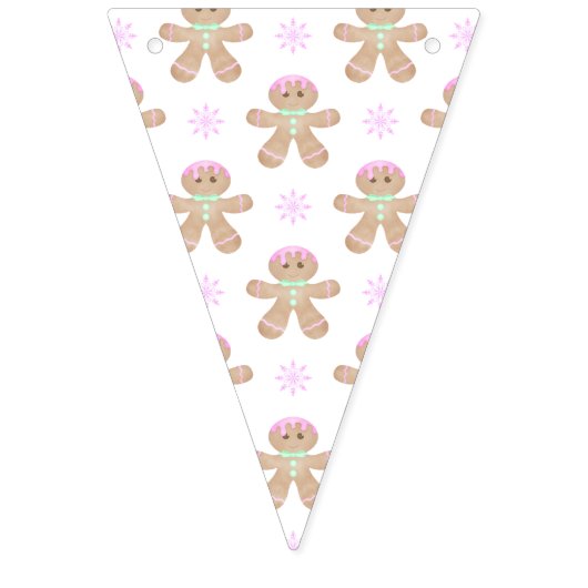 Schattigee Kinder Kerst Gingerbread Cookie Pattern Vlaggetjes (Eerste vlag)