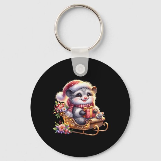 Schattigee Kinder kerst possum grafische kleding v Sleutelhanger (Voorkant)