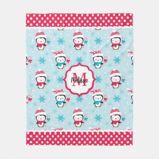 Schattigee Kinder kerstpinguïn Fleece Deken (Voorkant)