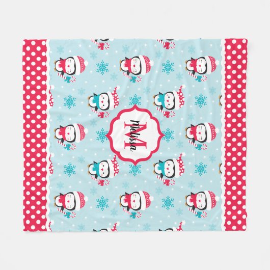 Schattigee Kinder kerstpinguïn Fleece Deken (Voorkant (Horizontaal))