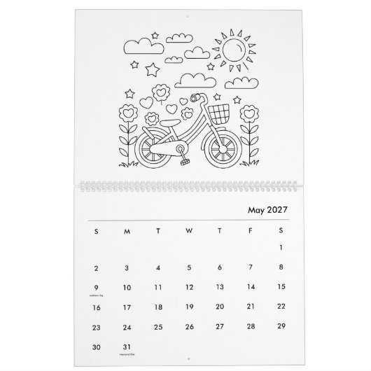 Schattigee Kinder Kleurboek Kalender (Mei 2027)