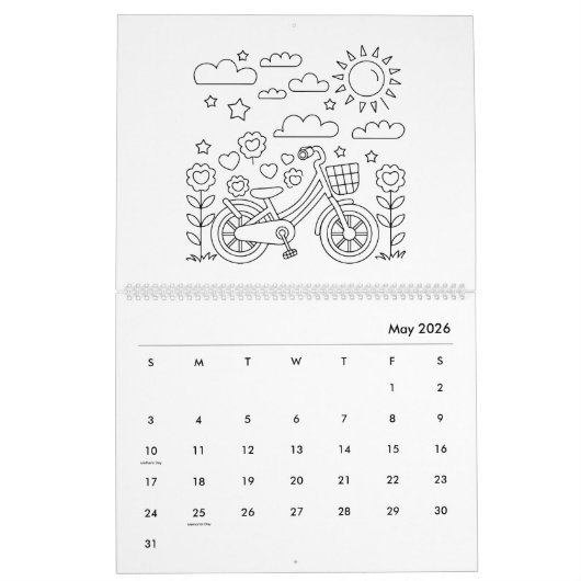Schattigee Kinder Kleurboek Kalender (Mei 2026)