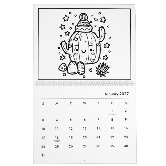 Schattigee Kinder kleurenkalender Kalender (Jan 2027)